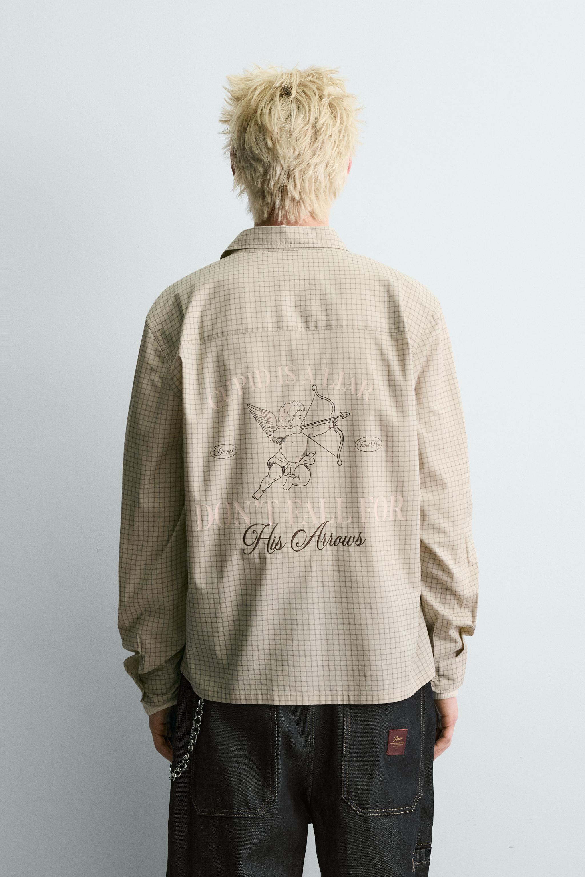 CHEMISE À CARREAUX IMPRIMÉ CUPIDON